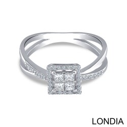 0.36 ct Diamond Double Band Fashion Ring / Princess and Round Cut Diamond / Unique Ring / 1128962 - 