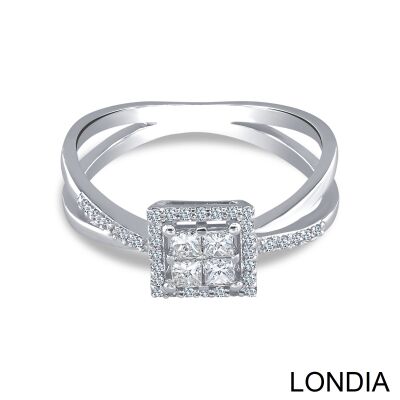 0.36 ct Diamond Double Band Fashion Ring / Princess and Round Cut Diamond / Unique Ring / 1128962 - 1