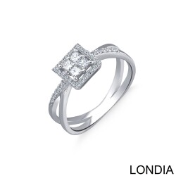 0.36 ct Diamond Double Band Fashion Ring / Princess and Round Cut Diamond / Unique Ring / 1128962 - 2