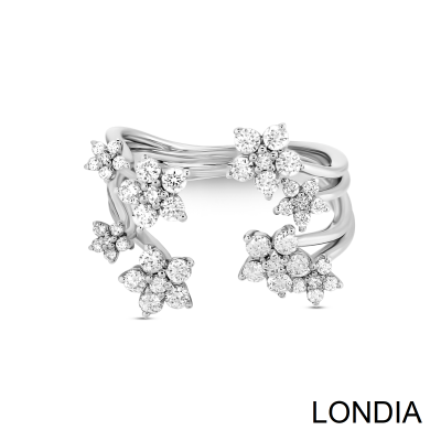 0.87 ct Diamond Flower Ring in 18k Gold / Fashion Round Cut Diamond Ring / Design Ring 1128093 - 2
