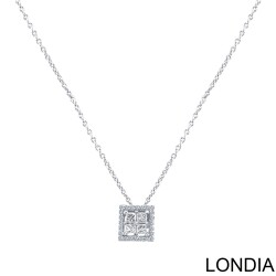 0.30 ct Diamond Necklace / 18K Gold / Unique Round and Princess Cut Diamond Necklace / Diamond Round Pendant 1129039 - 
