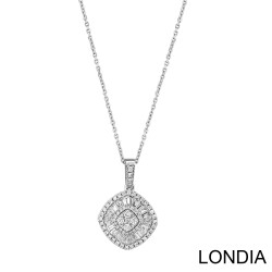 0.64 ct Diamond Necklace / 18k Gold Emerald and Round Cut Diamond Pendant / Baguette Diamond Unique Necklace / Valentines day 1112807 - 