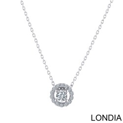0.12 ct Diamond Necklace / Halo Necklace 14K Gold / Brillant Necklace / Unique Diamond Necklace / Brilliant Round Pendant Necklace 1129222 - 