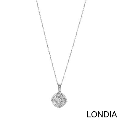 0.64 ct Diamond Necklace / 18k Gold Emerald and Round Cut Diamond Pendant / Baguette Diamond Unique Necklace / Valentines day 1112807 - 2