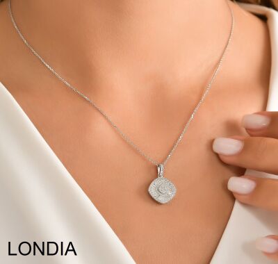 0.64 ct Diamond Necklace / 18k Gold Emerald and Round Cut Diamond Pendant / Baguette Diamond Unique Necklace / Valentines day 1112807 - 3
