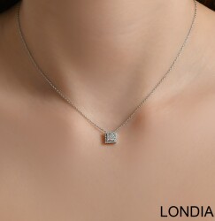 0.30 ct Diamond Necklace / 18K Gold / Unique Round and Princess Cut Diamond Necklace / Diamond Round Pendant 1129039 - 3