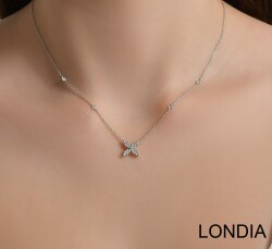 0.30 ct Londia Clover Necklace / Round Cut Diamond Necklace / 1128587 - 2