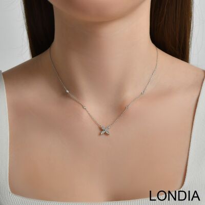 0.30 ct Londia Clover Necklace / Round Cut Diamond Necklace / 1128587 - 3