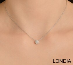 0.10 ct.Natural Diamond Halo Necklace / Brillant Necklace / 1129222 - 3
