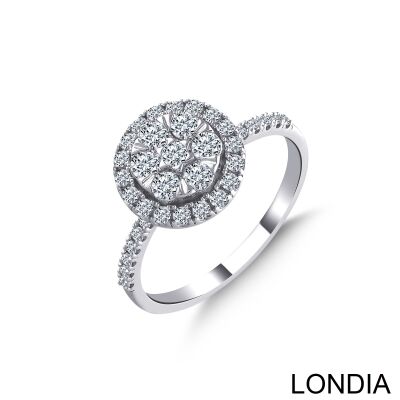 0.75 ct Diamond Cluster Ring / Unique Round Cut Diamond Ring / 14K Gold / Diamond Ring / For Woman Jewellery /1129669 - 1
