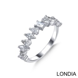 1 ct Diamond Ring / 18K Solid Gold / Genuine Diamond Ring / Wedding Ring / Pear, Marquise and Emerald Cut Brilliant Ring / Half Eternity Wedding Ring 1128600 - 