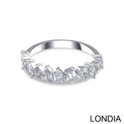1 ct Diamond Ring / 18K Solid Gold / Genuine Diamond Ring / Wedding Ring / Pear, Marquise and Emerald Cut Brilliant Ring / Half Eternity Wedding Ring 1128600 - 2