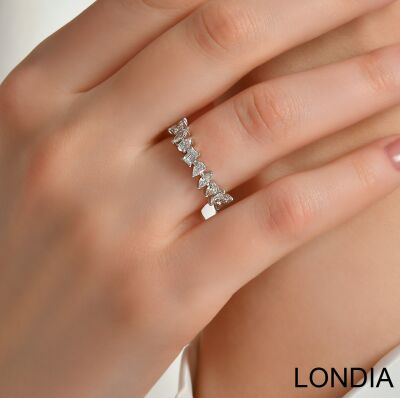 1 ct Diamond Ring / 18K Solid Gold / Genuine Diamond Ring / Wedding Ring / Pear, Marquise and Emerald Cut Brilliant Ring / Half Eternity Wedding Ring 1128600 - 3