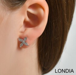 0.34 ct Diamond Stud Clover Earring / Unique Round Cut Diamond Earring /18k Gold / Brillant Earring / For Woman Gift 1128589 - 