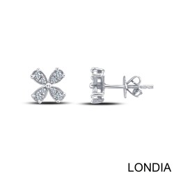 0.20 ct Diamond Stud Clover Earring / Unique Round Cut Diamond Earring /18k Gold / Brillant Earring / For Woman Gift 1128623 - 