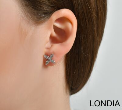 0.30 ct Londia Clover Natural Diamond Hoop Earring / 1128589 - 2
