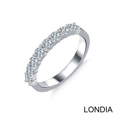 0.60 ct Half Eternity Wedding Ring / Diamond Ring / 14K Solid Gold / Genuine Diamond Ring / Wedding Ring /Round Cut Brilliant Ring / 1127315 - 1