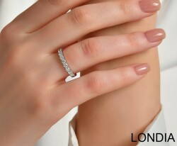 0.60 ct Half Eternity Wedding Ring / Diamond Ring / 14K Solid Gold / Genuine Diamond Ring / Wedding Ring /Round Cut Brilliant Ring / 1127315 - 3