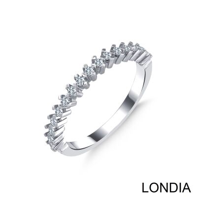 0.22 ct Half Eternity Wedding Ring / Diamond Ring / 14K Solid Gold / Genuine Diamond Ring / Wedding Ring /Round Cut Brilliant Ring / 1127363 - 1