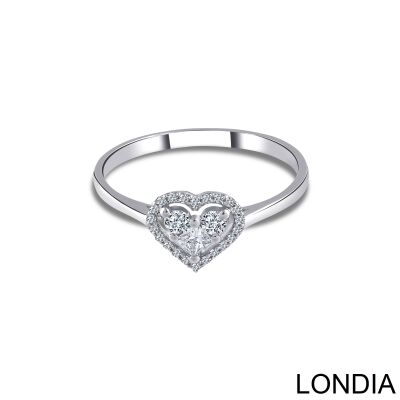 0.20 ct Londia Natural Diamond Heart Ring / Unique Princess and Round Cut Diamond Ring / 1137625 - 1