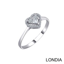 0.20 ct Londia Natural Diamond Heart Ring / Unique Princess and Round Cut Diamond Ring / 1137625 - 2