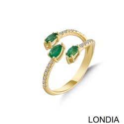 Lina Diamond Fashion Ring / 14K Diamond Ring / Marquise and Pear Cut Emerald Ring / Unique Diamond Ring 1129257 - 