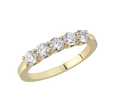  0.90 ct Londia Diamond 5 Stone Wedding Ring / 1135216 - 1