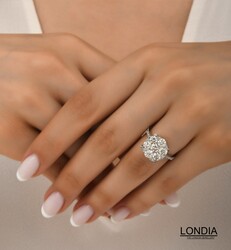 2.50 ct Londia Natural Diamond Magic Cluster Engagement Ring / F Rare White GIA Certified / 1130633 - 3