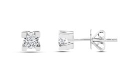 Londia Natural Diamond Stud Earring / Unique Round Cut Diamond Earring / 100DE290 - 