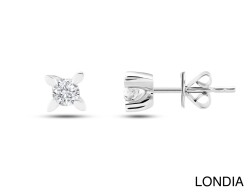 Londia Natural Diamond Stud Earring / Unique Round Cut Diamond Earring / 100DE862 - 