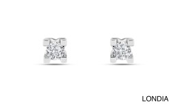 Londia Natural Diamond Stud Earring / Unique Round Cut Diamond Earring / 100DE290 - 2