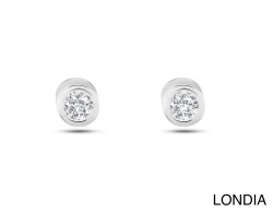 Londia Natural Diamond Stud Earring / Unique Round Cut Diamond Earring / 100DE671 - 2