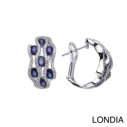 Londia Special Design 2.70 ct Oval Cut Natural Sapphire and 0.60 ct Natural Diamond Earring / 1137828 - 