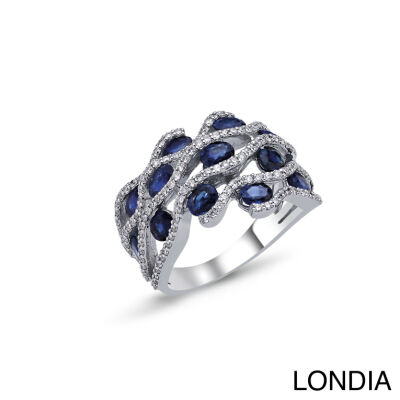 Londia Special Design 8.80 ct Oval Cut Natural Sapphire and 0.70 ct Natural Diamond Ring / 1135464 - 3
