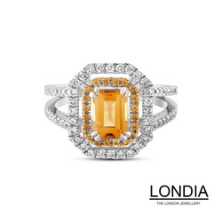 Natural Citrin and Diamond Design Ring / 1119221 - 