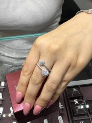 Natürlicher Diamant Ring / (0.43 Karat) Geschenk Ring für Frau / Modern Design Ring / 1133462 - 2