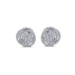 0.64 ct Rose Earring / Diamond Stud Intertwined Earring / Unique Round Cut Diamond Earring /14k Gold / Brillant Earring / For Woman Gift 1129248 - 2