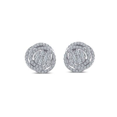 0.64 ct Rose Earring / Diamond Stud Intertwined Earring / Unique Round Cut Diamond Earring /14k Gold / Brillant Earring / For Woman Gift 1129248 - 2