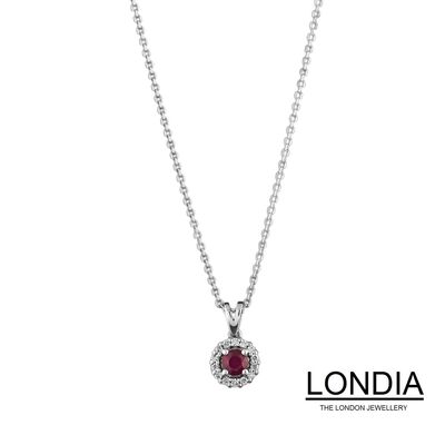 Round Cut Ruby and Natural Diamond Wedding Set DS1118818 - 2