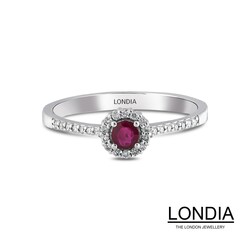 Round Cut Ruby and Natural Diamond Wedding Set DS1118818 - 3