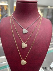 Minimalist Diamond Heart Necklace / Design Hear Pendant in 14k Gold 0.25 ct Round Diamond Unique Necklace / Valentine's Day Gift 1128216 - 
