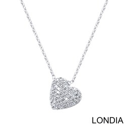 0.28 ct Minimalist Diamond Heart Necklace / Design Hear Pendant in 14k Gold Round Diamond Unique Necklace / Valentine's Day Gift 1128214 - 